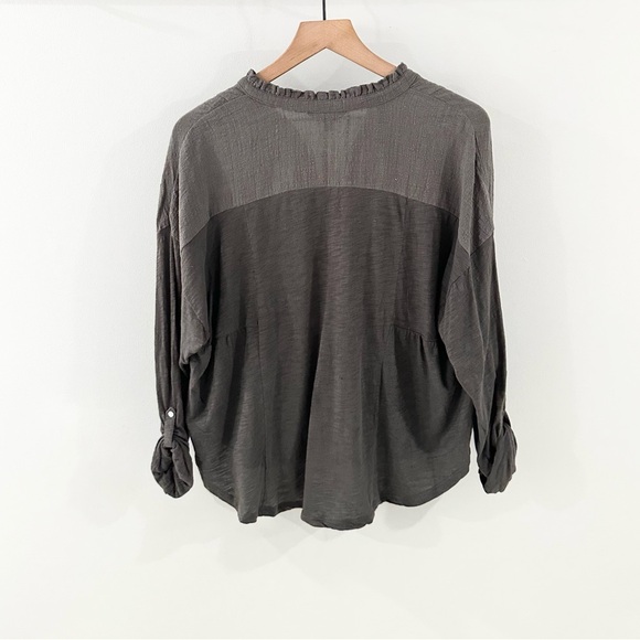 Lucky Brand Quarter Button Peasant Blouse Olive Size Small - Picture 5 of 5